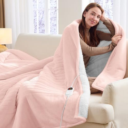 Heated Electric Blanket Full, Heating Blanket,72" x 84", Light Pink
