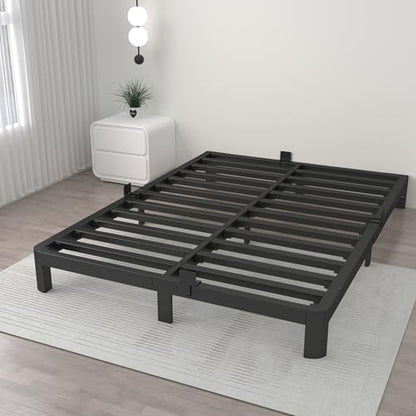 ITIMIDI 6 Inch Full Platform Bed, Heavy Duty Steel, No Box Spring, Black