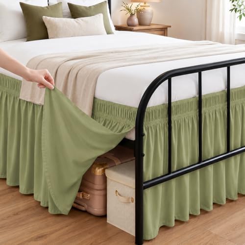RIMELA Bed Skirt with Split Corners, Twin, 15 Inch Drop, Sage Green