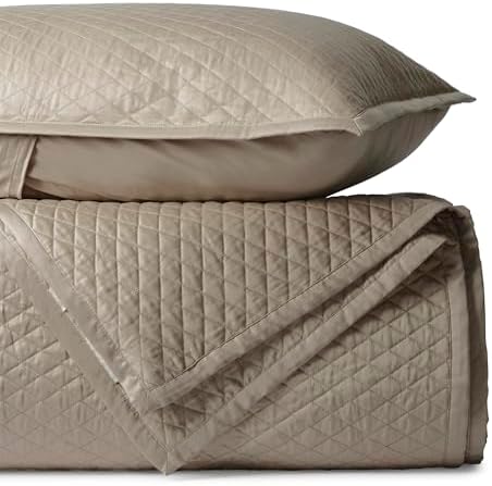 BIOWEAVES 100% Organic Cotton Quilt Twin Size - Diamond Stitched Quilted Bedspreads - All Season Oversized Coverlet Set - GOTS Certified Bedding Set | 1 Quilt & 1 Pillow Sham