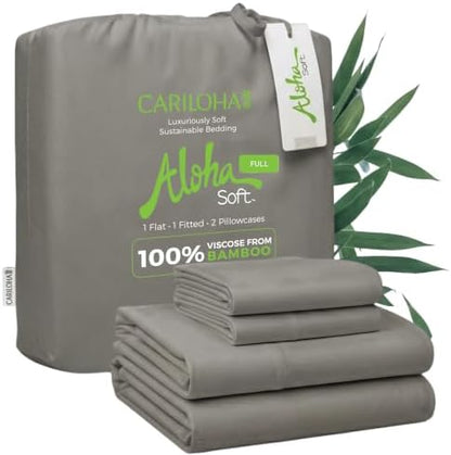 Cariloha Aloha Soft 4-Piece Sheet Set | Shade Gray | Full | Made from 100% Viscose derived from Bamboo | Introductory Sheet Line