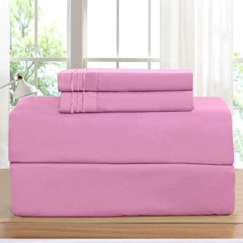 Elegant Comfort Luxurious Bed Sheets Set on Amazon 1500 Premier Wrinkle,Fade and Stain Resistant 4-Piece Bed Sheet Set, Deep Pocket,Twin/Twin XL Light Pink