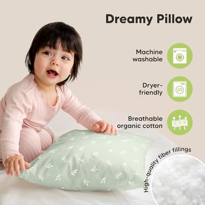 KeaBabies 2pk Toddler Pillows 2 Year Old to 5,13x18 Kids Pillow (Herb)