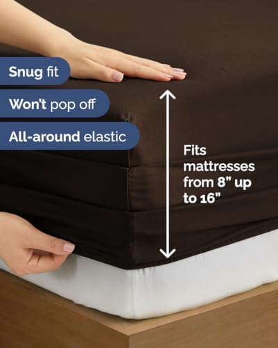 King 6 Piece Bed Sheet Set - Breathable & Cooling Sheets - Chocolate Brown
