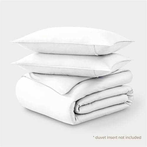 Bare Home 100% Organic Cotton Sateen Duvet Cover Set (King/Cal King, White)