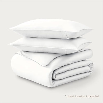 Bare Home 100% Organic Cotton Sateen Duvet Cover Set (Full, White)
