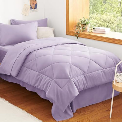 CozyLux Twin XL Comforter Set 68"x88" Light Purple - 5 Piece Bed in a Bag