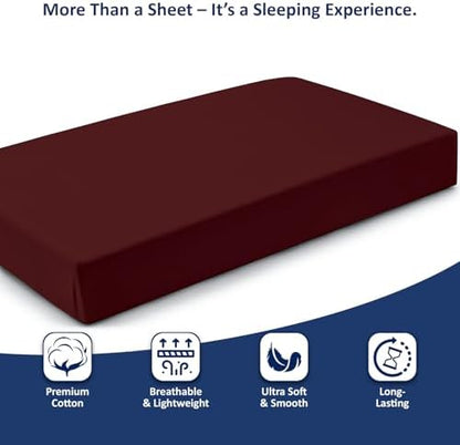 1 Piece Queen Size Fitted Sheet Only, 15-Inch Deep Mattress, Burgundy Solid
