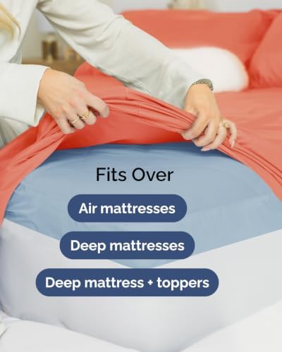 Extra Deep Flex Top Split Head King Sheet Set - 6pc Cooling Sheets - Coral