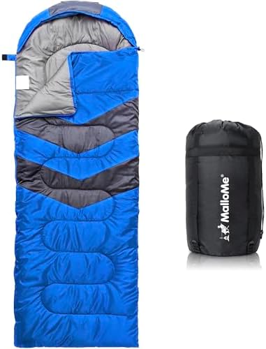 MalloMe Sleeping Bags for Adults Cold Weather & Warm - Backpacking Camping Sleeping Bag for Kids 10-12, Girls, Boys - Lightweight Compact Camping Essentials Gear Accessories Hiking Sleep Must Haves