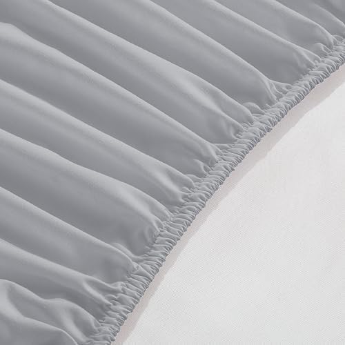 Elegant Comfort 1500 Premium Hotel Quality 18-24 Inches Deep - Extra Deep Pocket Single Fitted Sheet for High Mattress, Luxury and Softest, Smart Pocket - Wrinkle Free, Queen, Silver
