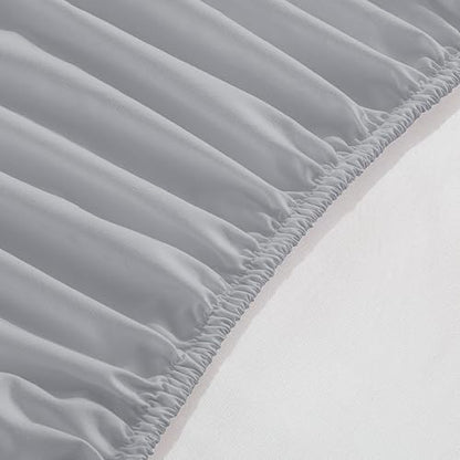 Elegant Comfort 1500 Premium Hotel Quality 18-24 Inches Deep - Extra Deep Pocket Single Fitted Sheet for High Mattress, Luxury and Softest, Smart Pocket - Wrinkle Free, Queen, Silver