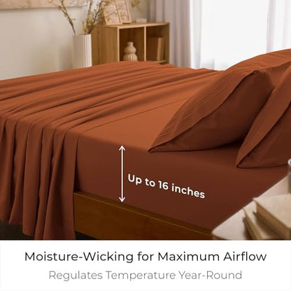 Mellanni Iconic 4-Piece, Ultra Soft Sheet Set (King, Terracotta)