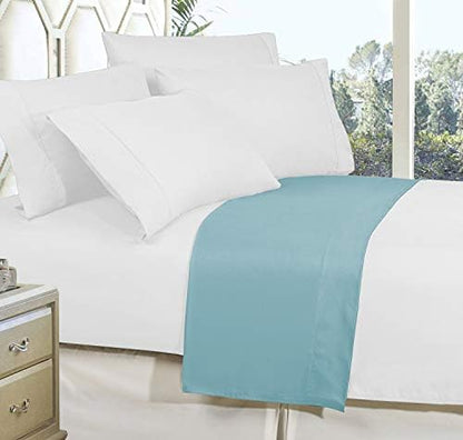 Elegant Comfort Premium Hotel Quality 1-Piece Flat Sheet, Luxury and Softest 1500 Premium Hotel Quality Microfiber Bedding Flat Sheet, Wrinkle-Free, Stain-Resistant, Twin/Twin XL, Aqua