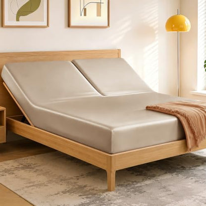 RUDONG M Split Top King Fitted Sheet Only for Adjustable Beds, Taupe