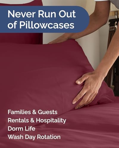 King Standard Pillow Cases Set of 8 - Soft Pillowcase Covers - Burgundy