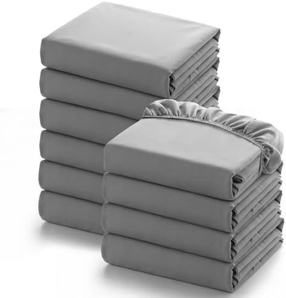Twin Fitted Sheets 10 Only Pack Bulk, Grey, Mattress Up to 14 Inches