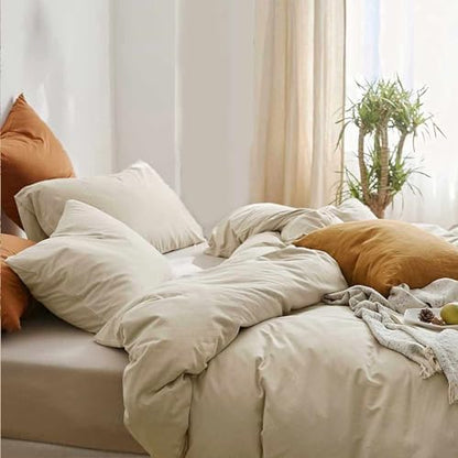 King Size Comforter Set 3 Piece, Beige, 90x104 inch