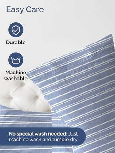 CGK Linens Extra Deep King Fitted Sheet - Fitted Sheet Only - Blue Stripes