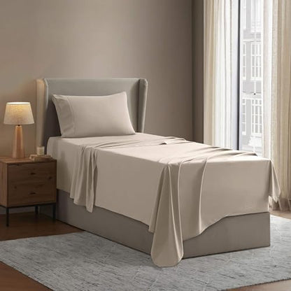 Nestl Twin Sheet Set - Bed Sheets - Beige Cream - 3-Piece Deep Pocket