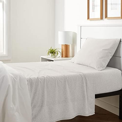 Amazon Basics 3 Piece Breathable, Stretchy 100% Cotton Jersey Knit Bed Sheet Set, Includes Flat and Fitted Sheets, Pillowcase, Light Weight, Machine Washable, Twin, Oatmeal, Solid