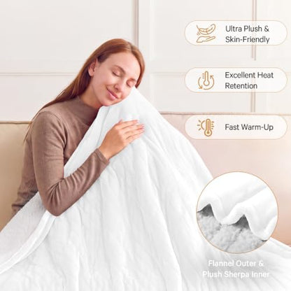 Heated Electric Blanket Full, Heating Blanket,72" x 84", Ivory White