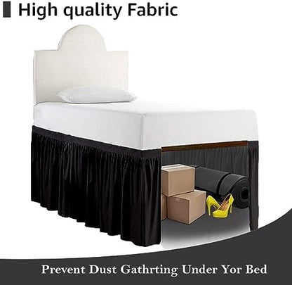 Crown Collection Full XL 32" Inch Drop Long Dorm Bed Skirt, Ruffled Pattern College Dorm Room Bed Skirts, Split Corner, Easy Care, No Wrinkle Microfiber Bed Skirt