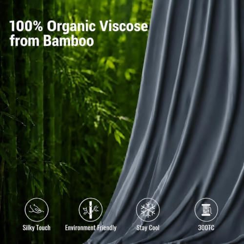 Queen Duvet Cover Set 3 Pieces, 100% Organic Viscose derived from Bamboo, Luxuriously Soft & Cooling, 1 Duvet Cover and 2 Pillowcases, 90" x 90"(Queen, Dark Grey)