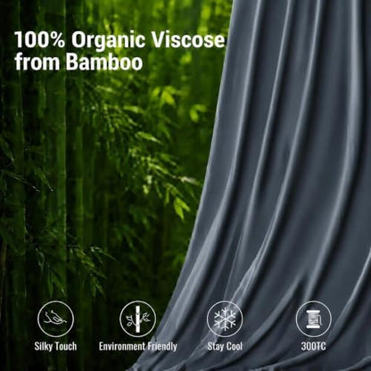 Queen Duvet Cover Set 3 Pieces, 100% Organic Viscose derived from Bamboo, Luxuriously Soft & Cooling, 1 Duvet Cover and 2 Pillowcases, 90" x 90"(Queen, Dark Grey)