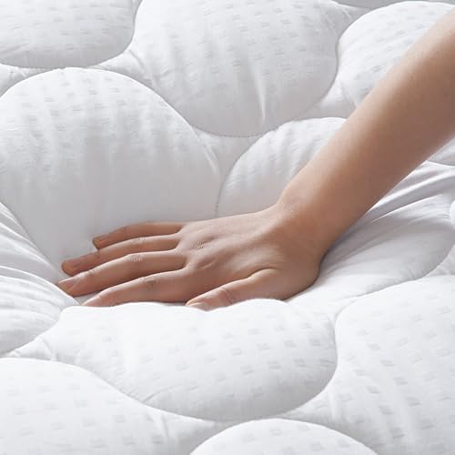 LEISURE TOWN Cotton King Mattress Pad Fitted Quilted Mattress Cover,White