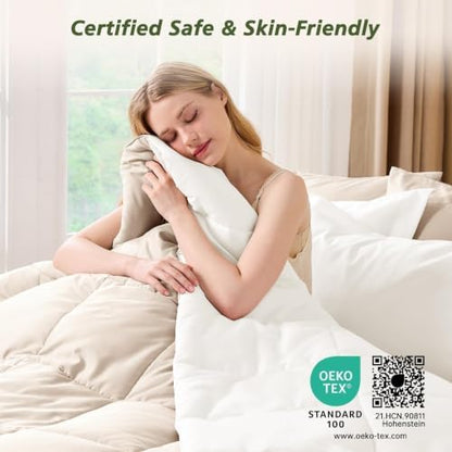 Twin Comforter Set with Sheets - 5 Pieces Bed in a Bag Beige Bedding Sets