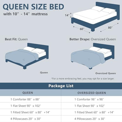 CozyLux Queen Comforter Set French Grey - 7 Pieces Bed in a Bag