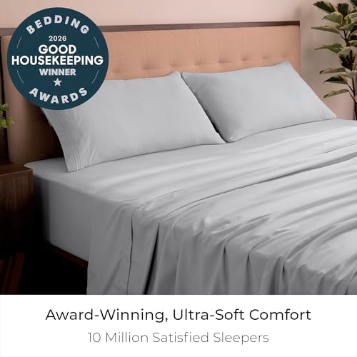 Mellanni Iconic 4-Piece, Ultra Soft Sheet Set (California King, Light Gray)