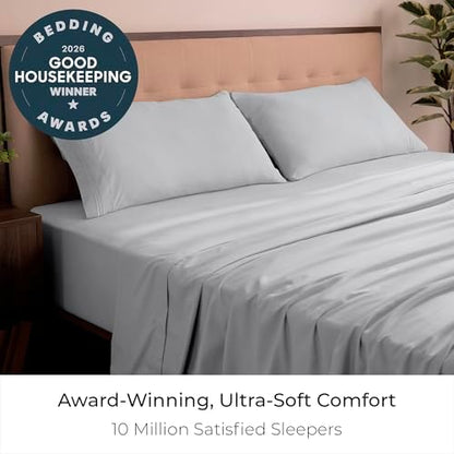 Mellanni Iconic 4-Piece, Ultra Soft Sheet Set (California King, Light Gray)
