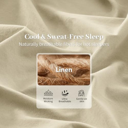 MEISHANG 100% French Linen Sheets California King,6 Pcs,18-24" Deep Pocket