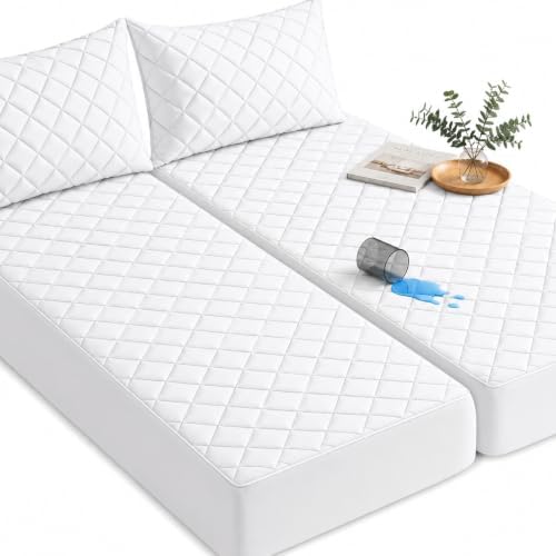 GRT Split California King Waterproof Mattress Protector, Soft Mattress Pad