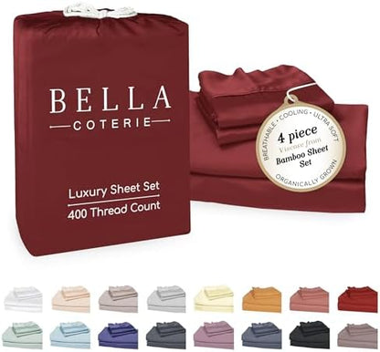 Bella Coterie Bamboo Viscose 34" Split Top King Sheets, Organically Grown