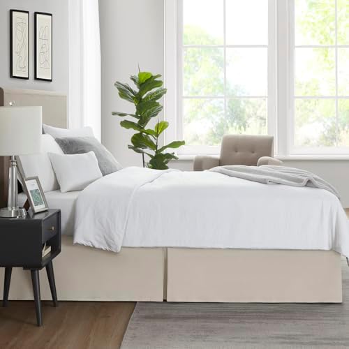 Nestl Linen Bed Skirt Queen Size - Queen Bed Skirt 14 Inch Drop - Brushed Microfiber Bed Skirts - Hotel Quality Pleated Bed Skirt - Shrinkage & Fade Resistant (Pack of 2)