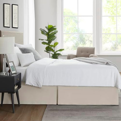 Nestl Linen Bed Skirt Queen Size - Queen Bed Skirt 14 Inch Drop - Brushed Microfiber Bed Skirts - Hotel Quality Pleated Bed Skirt - Shrinkage & Fade Resistant (Pack of 2)