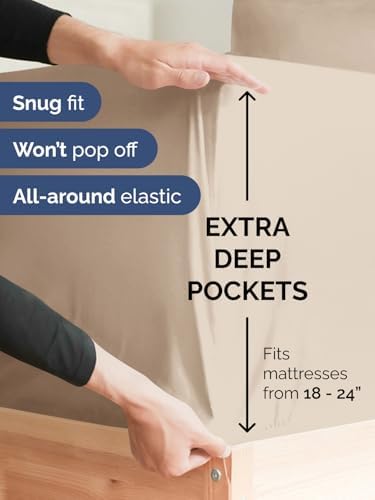 Extra Deep Full Sheet Set - 6 Piece Breathable and Cooling Sheets - Wheat