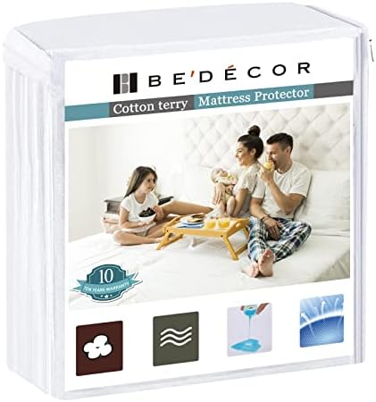 Bedecor California King Mattress Protector,Waterproof Cotton Terry Cover, Breathable and Soft for Babies, Pregnant Women, and Incontinence, Fits 9-18 Inch Deep Pocket (72"x84")