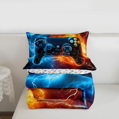 Feelyou Kids Boys Blue Red Gamer Comforter Set Full Size