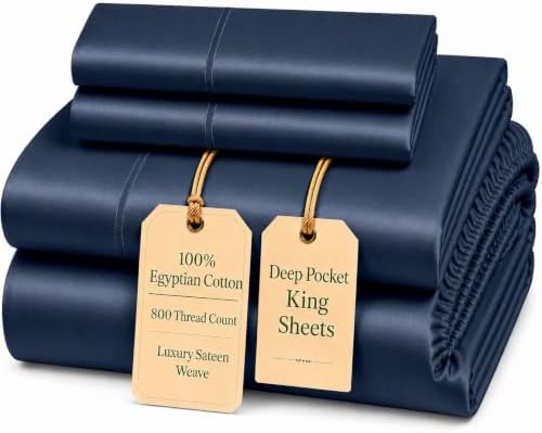King Sheet Set, 4Piece 15" Deep Pocket Sheet & Pillowcase Sets - Dark Denim