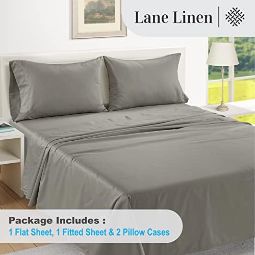 LANE LINEN 100% Egyptian Cotton King Size Deep Pocket Sheet Sets, Soft & Comfy No Pill Fade Resistant Natural Cooling Mercerized Cotton King Size Sheets Set 16" Deep Pocket - Slate Smoke