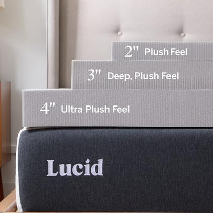 Lucid® 4" Bamboo Charcoal Memory Foam Topper – Extra Thick – Cal King