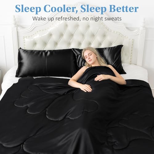 CHOSHOME Cooling Comforter Cooling Blanket, Q-Max 0.45 Cool Sleeping Summer Blanket for Hot Sleeper Night Sweats, Twin XL 60" x 90", Black 03