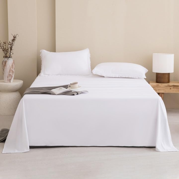 Andency Oversized King Comforter Set, 7 Pieces White Bedding