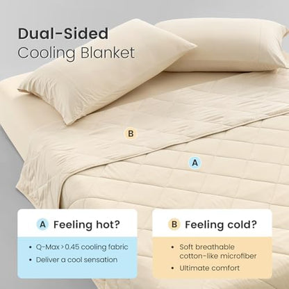 Cozy Bliss Cooling Blanket for Hot Sleepers King Size, Q-Max 0.45 Cooling Comfort, Cold Blankets for Night Sweats Sleeping, Ultra-Cool Lightweight Breathable Summer Blanket for Bed, Khaki 108"x90"