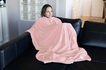 BlueHills Ultra Compact 2 Pack Travel Blanket Pillows Airplane Large - Pink