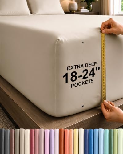 CGK Linens Extra Deep Flex Top Split Head King Fitted Sheet Only - Wheat